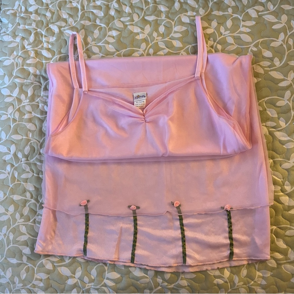 Ali Mac girls XL 14/16 pink slip dress with rosette details